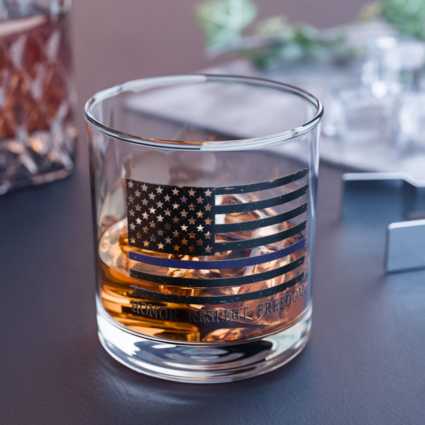 Thin Blue Line Whiskey Glass – 10oz