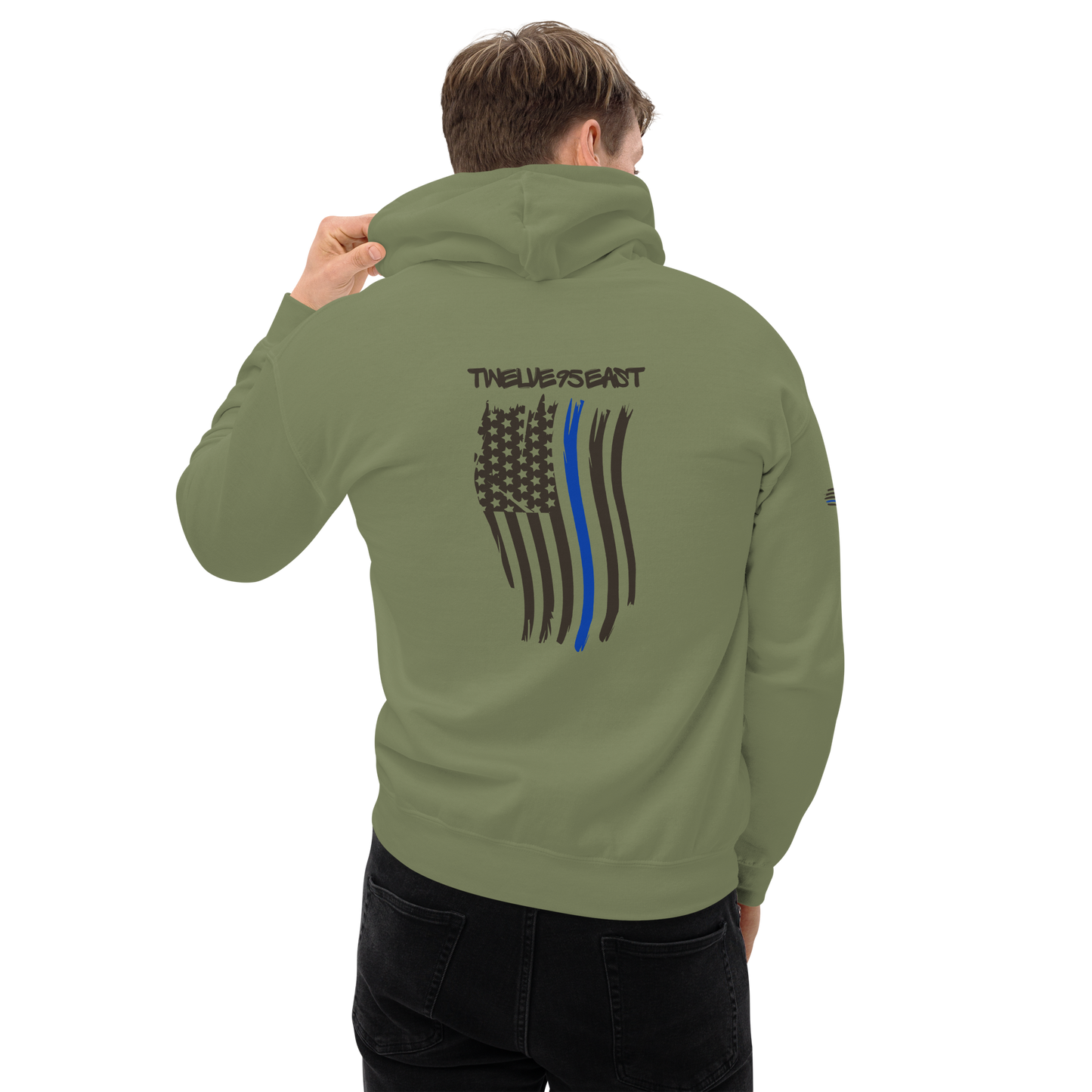 Thin Blue Line Brush Flag Camo Hoodie