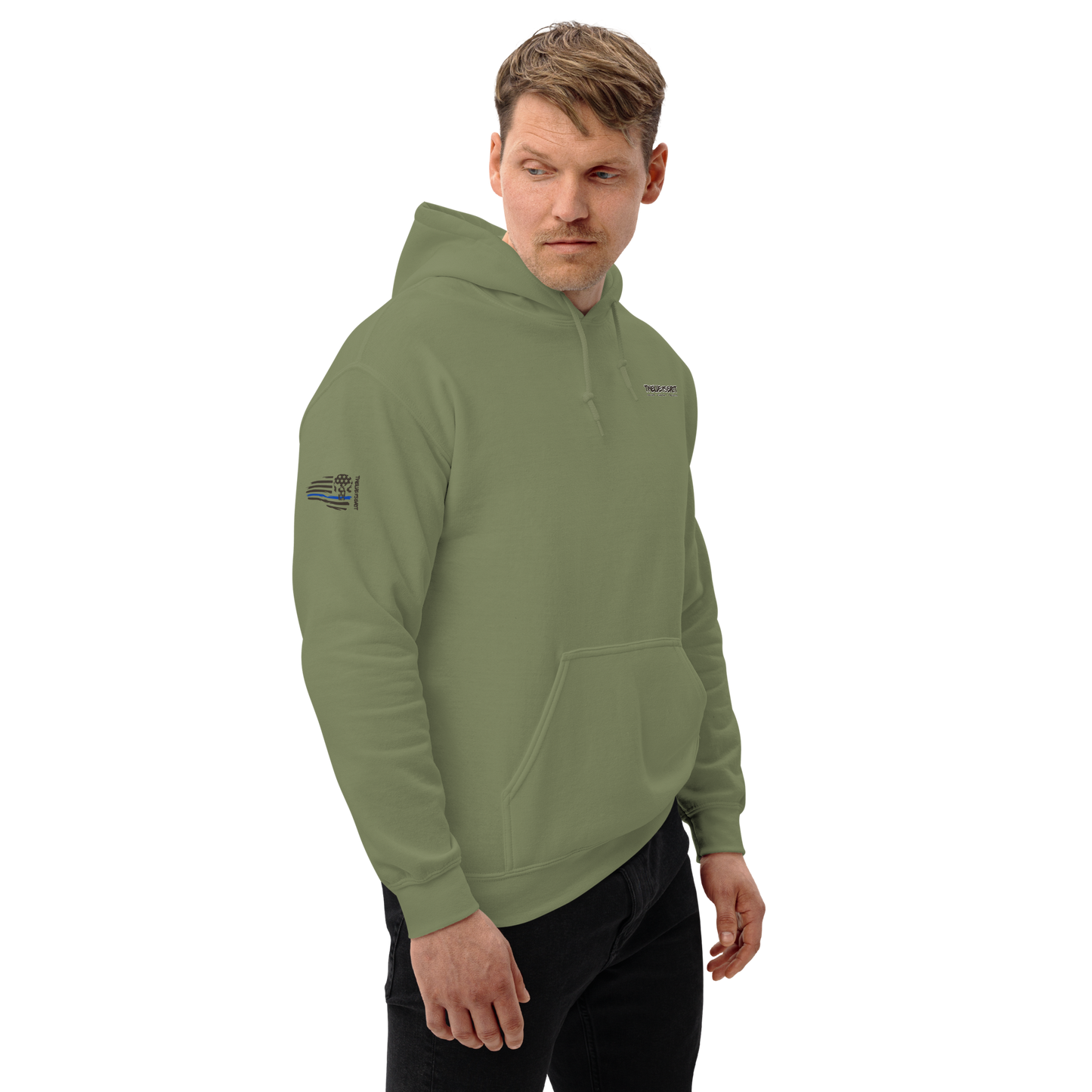 Thin Blue Line Brush Flag Camo Hoodie
