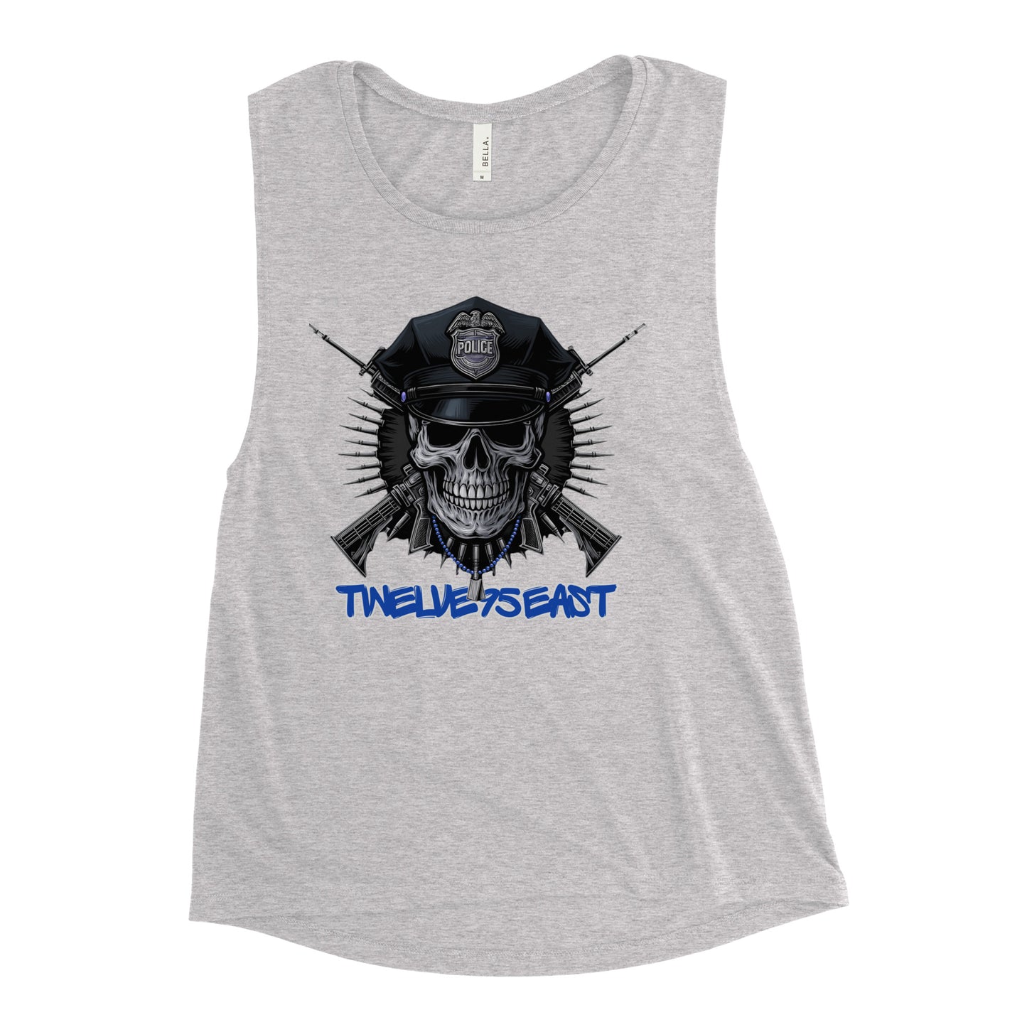 Twelve95East "Thin Blue Line Skull" Women's Muscle Tank
