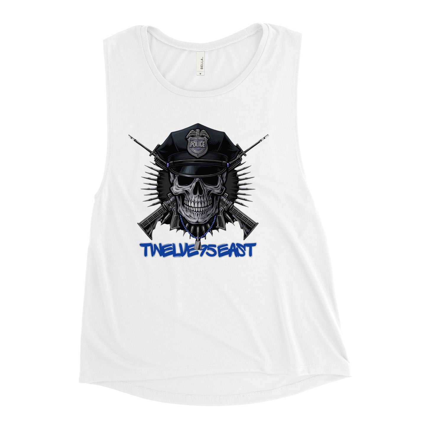 Twelve95East "Thin Blue Line Skull" Women's Muscle Tank