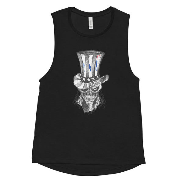 Twelve95East "Uncle Skull" Thin Blue Line Women's Muscle Tank